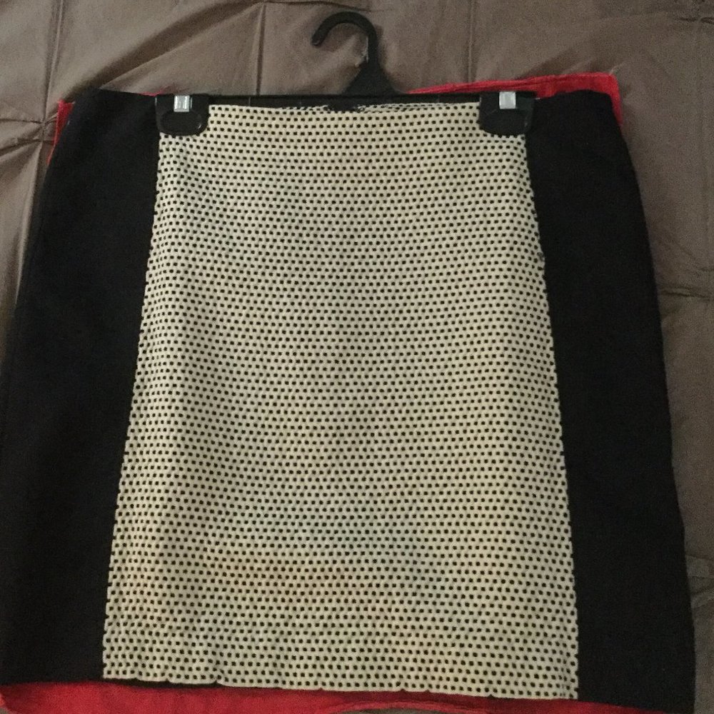 Loft Skirt Black Polka-Dot Size 14